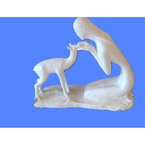 Vintage Austin Productions WOMAN WITH FAWN Sculpture by MARC LA POINTE - AP 3162